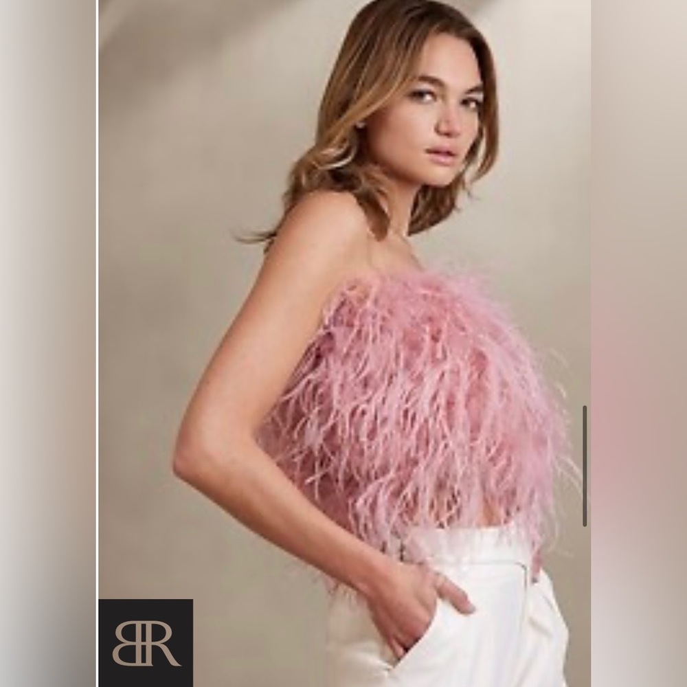 Banana Republic Luna Ostrich feather top (Pink Mauve)